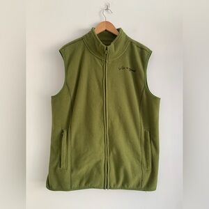 Life is Good ! Mossy green fleece zipper vest, size Large !